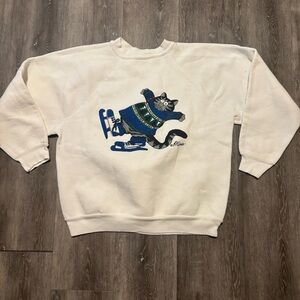 Vintage 1980-90 KLIBAN CAT skating Shirts 2-Sided L USA Made Sweatshirt